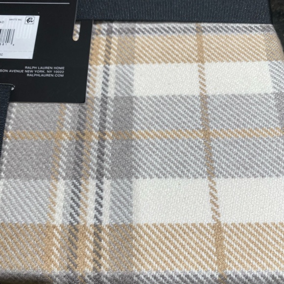 Ralph Lauren Blanket Lachlan Plaid Throw Blanket 54"×72" $170 NWT Taupe Be - Picture 4 of 5